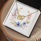 Boho Flowers Wreath Watercolor 02 - 18K Yellow Gold Finish Interlocking Hearts Necklace