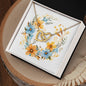 Boho Flowers Wreath Watercolor 13 - 18K Yellow Gold Finish Interlocking Hearts Necklace