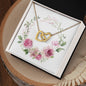Watercolor Pink Floral Frame 1 - 18K Yellow Gold Finish Interlocking Hearts Necklace