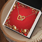 Christmas Background 047 - 18K Yellow Gold Finish Interlocking Hearts Necklace