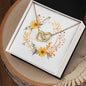 Boho Flowers Wreath Watercolor 05 - 18K Yellow Gold Finish Interlocking Hearts Necklace