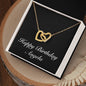 Happy Birthday Angela v2 - 18K Yellow Gold Finish Interlocking Hearts Necklace
