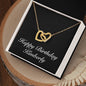 Happy Birthday Kimberly v2 - 18K Yellow Gold Finish Interlocking Hearts Necklace
