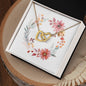 Boho Flowers Wreath Watercolor 20 - 18K Yellow Gold Finish Interlocking Hearts Necklace