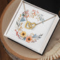 Boho Flowers Wreath Watercolor 04 - 18K Yellow Gold Finish Interlocking Hearts Necklace
