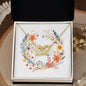 Boho Flowers Wreath Watercolor 06 - 18K Yellow Gold Finish Interlocking Hearts Necklace