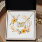 Boho Flowers Wreath Watercolor 05 - 18K Yellow Gold Finish Interlocking Hearts Necklace