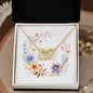 Boho Flowers Wreath Watercolor 11 - 18K Yellow Gold Finish Interlocking Hearts Necklace