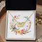 Boho Flowers Wreath Watercolor 17 - 18K Yellow Gold Finish Interlocking Hearts Necklace