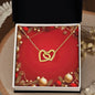 Christmas Background 047 - 18K Yellow Gold Finish Interlocking Hearts Necklace