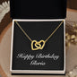 Happy Birthday Gloria v2 - 18K Yellow Gold Finish Interlocking Hearts Necklace