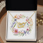 Boho Flowers Wreath Watercolor 07 - 18K Yellow Gold Finish Interlocking Hearts Necklace