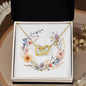 Boho Flowers Wreath Watercolor 19 - 18K Yellow Gold Finish Interlocking Hearts Necklace