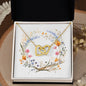 Boho Flowers Wreath Watercolor 15 - 18K Yellow Gold Finish Interlocking Hearts Necklace