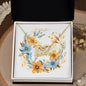 Boho Flowers Wreath Watercolor 13 - 18K Yellow Gold Finish Interlocking Hearts Necklace