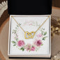Watercolor Pink Floral Frame 1 - 18K Yellow Gold Finish Interlocking Hearts Necklace
