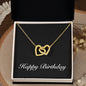 Happy Birthday v2 - 18K Yellow Gold Finish Interlocking Hearts Necklace