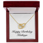 Happy Birthday Kathryn - 18K Yellow Gold Finish Interlocking Hearts Necklace With Mahogany Style Luxury Box