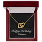Happy Birthday Donna v2 - 18K Yellow Gold Finish Interlocking Hearts Necklace With Mahogany Style Luxury Box