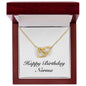 Happy Birthday Norma - 18K Yellow Gold Finish Interlocking Hearts Necklace With Mahogany Style Luxury Box