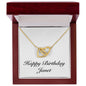 Happy Birthday Janet - 18K Yellow Gold Finish Interlocking Hearts Necklace With Mahogany Style Luxury Box