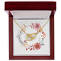 Boho Flowers Wreath Watercolor 20 - 18K Yellow Gold Finish Interlocking Hearts Necklace With Mahogany Style Luxury Box