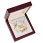 Boho Flowers Wreath Watercolor 05 - 18K Yellow Gold Finish Interlocking Hearts Necklace With Mahogany Style Luxury Box