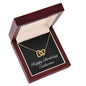 Happy Birthday Catherine v2 - 18K Yellow Gold Finish Interlocking Hearts Necklace With Mahogany Style Luxury Box