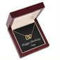 Happy Birthday Amy v2 - 18K Yellow Gold Finish Interlocking Hearts Necklace With Mahogany Style Luxury Box