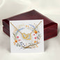 Boho Flowers Wreath Watercolor 15 - 18K Yellow Gold Finish Interlocking Hearts Necklace With Mahogany Style Luxury Box
