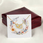 Boho Flowers Wreath Watercolor 19 - 18K Yellow Gold Finish Interlocking Hearts Necklace With Mahogany Style Luxury Box
