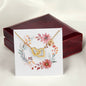 Boho Flowers Wreath Watercolor 20 - 18K Yellow Gold Finish Interlocking Hearts Necklace With Mahogany Style Luxury Box
