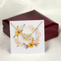 Boho Flowers Wreath Watercolor 05 - 18K Yellow Gold Finish Interlocking Hearts Necklace With Mahogany Style Luxury Box