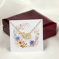 Boho Flowers Wreath Watercolor 11 - 18K Yellow Gold Finish Interlocking Hearts Necklace With Mahogany Style Luxury Box