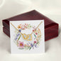 Boho Flowers Wreath Watercolor 07 - 18K Yellow Gold Finish Interlocking Hearts Necklace With Mahogany Style Luxury Box