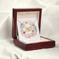 Boho Flowers Wreath Watercolor 01 - 18K Yellow Gold Finish Interlocking Hearts Necklace With Mahogany Style Luxury Box