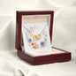 Boho Flowers Wreath Watercolor 11 - 18K Yellow Gold Finish Interlocking Hearts Necklace With Mahogany Style Luxury Box