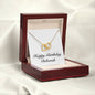 Happy Birthday Deborah - 18K Yellow Gold Finish Interlocking Hearts Necklace With Mahogany Style Luxury Box