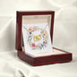 Boho Flowers Wreath Watercolor 07 - 18K Yellow Gold Finish Interlocking Hearts Necklace With Mahogany Style Luxury Box
