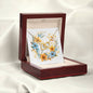 Boho Flowers Wreath Watercolor 13 - 18K Yellow Gold Finish Interlocking Hearts Necklace With Mahogany Style Luxury Box