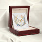 Boho Flowers Wreath Watercolor 03 - 18K Yellow Gold Finish Interlocking Hearts Necklace With Mahogany Style Luxury Box