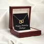 Happy Birthday Kathryn v2 - 18K Yellow Gold Finish Interlocking Hearts Necklace With Mahogany Style Luxury Box