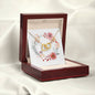 Boho Flowers Wreath Watercolor 20 - 18K Yellow Gold Finish Interlocking Hearts Necklace With Mahogany Style Luxury Box