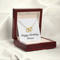 Happy Birthday Denise - 18K Yellow Gold Finish Interlocking Hearts Necklace With Mahogany Style Luxury Box