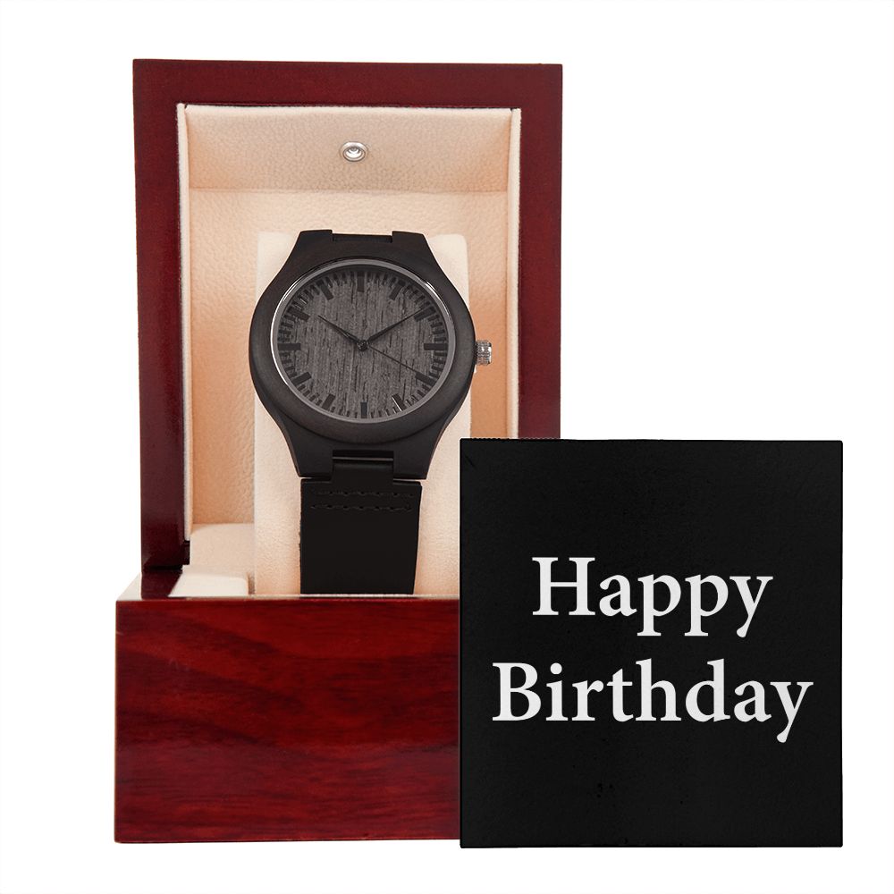 Happy Birthday v2 - Wooden Watch