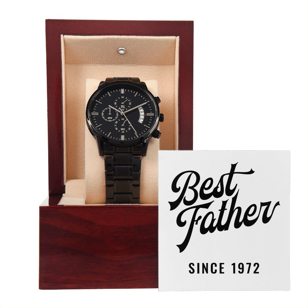 Best Father Since 1972 - Black Chronograph Watch