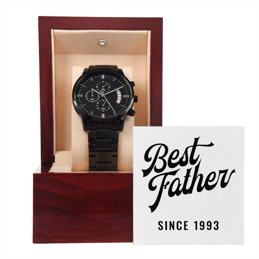 Best Father Since 1993 - Black Chronograph Watch