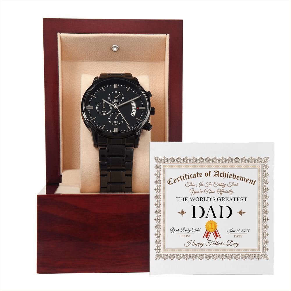World's Greatest Dad - Black Chronograph Watch