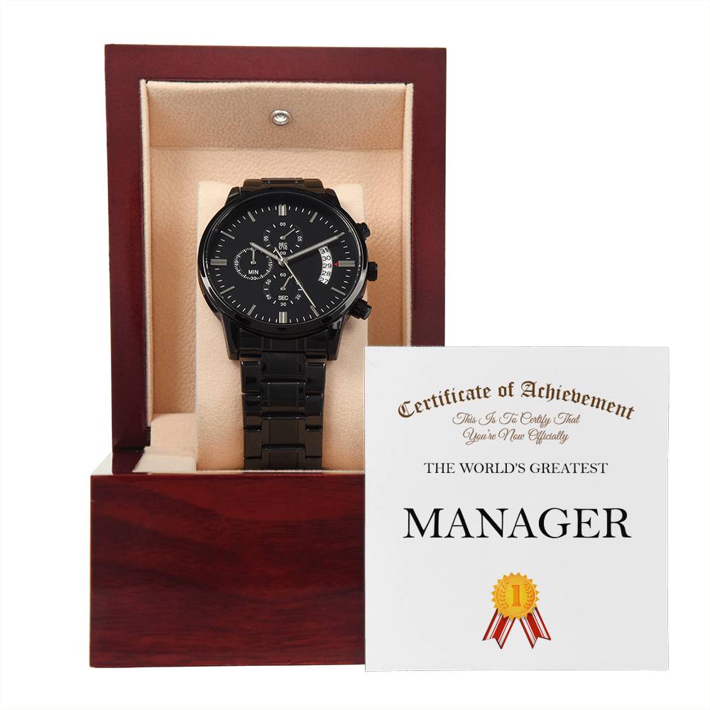 World's Greatest Manager - Black Chronograph Watch