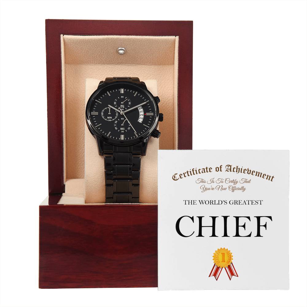 World's Greatest Chief - Black Chronograph Watch